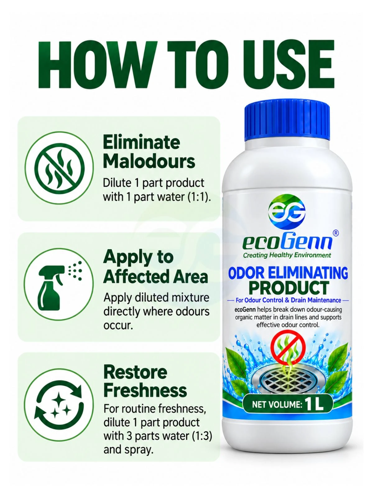 OEP™ | Odour Eliminating Product – 1 L | 500 ML | 250 ML