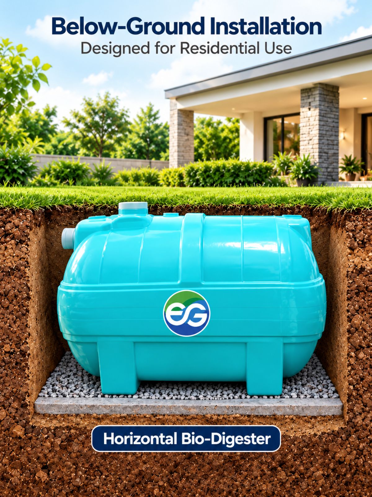 1000 L FRP Bio-Digester Horizontal