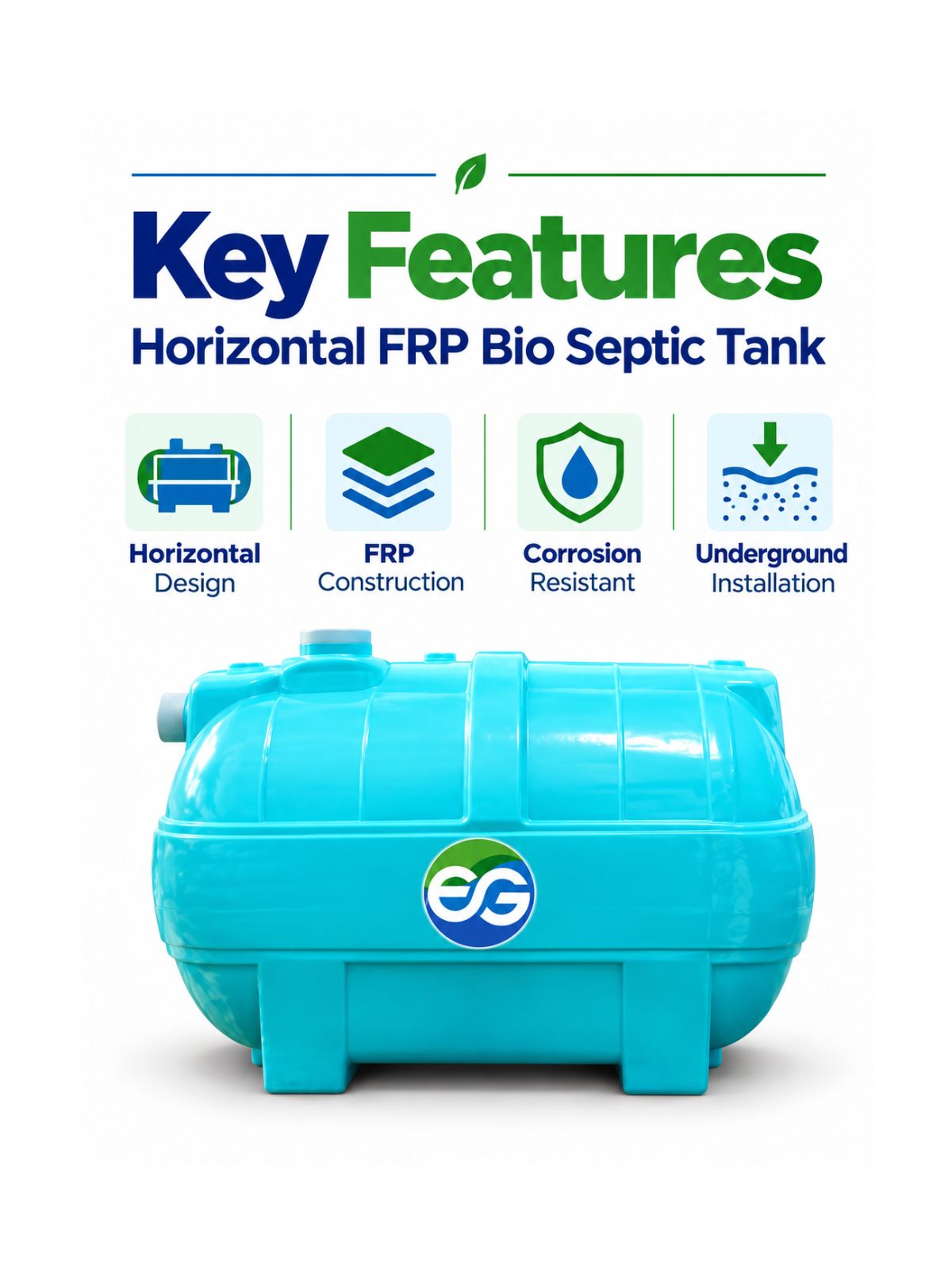 1000 L FRP Bio-Digester Horizontal