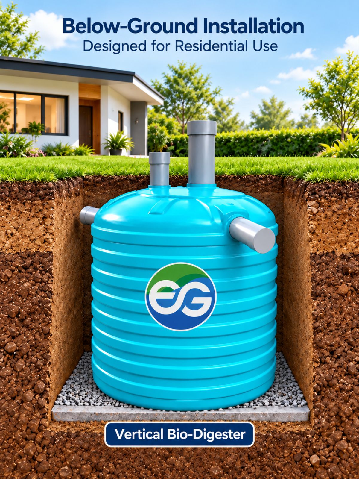 1500 L FRP Bio-Digester Vertical
