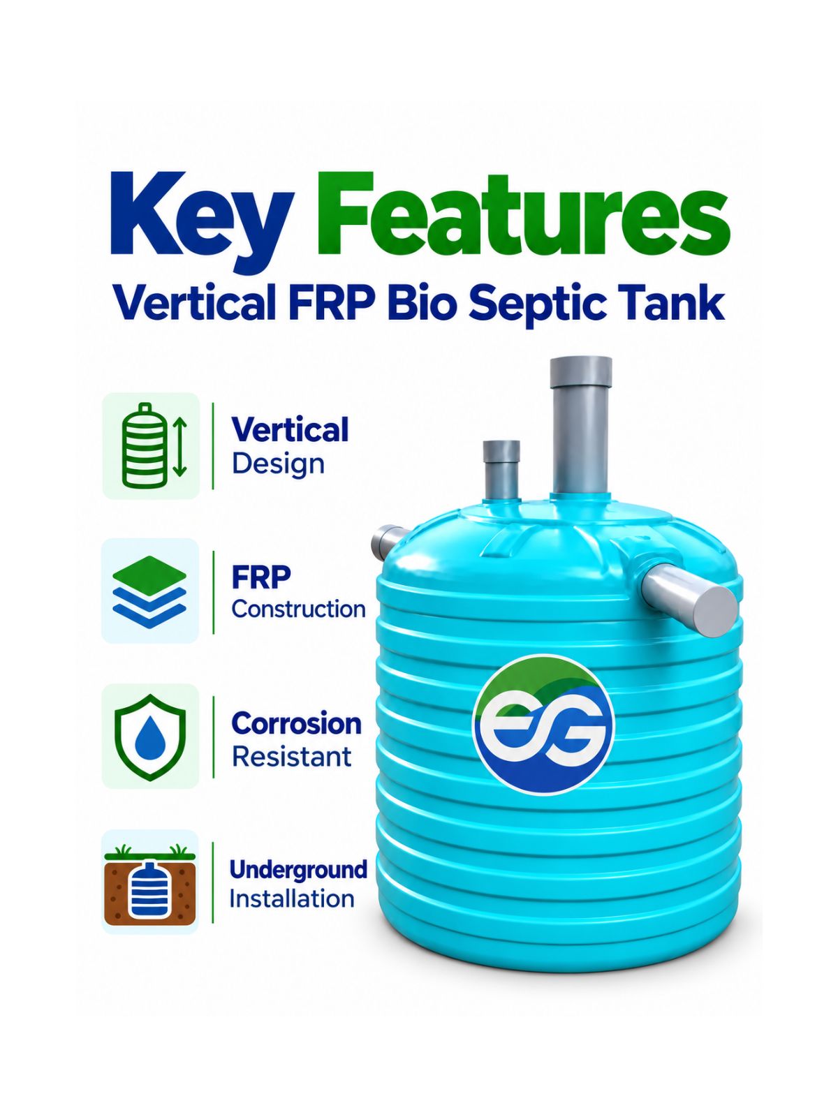 1500 L FRP Bio-Digester Vertical