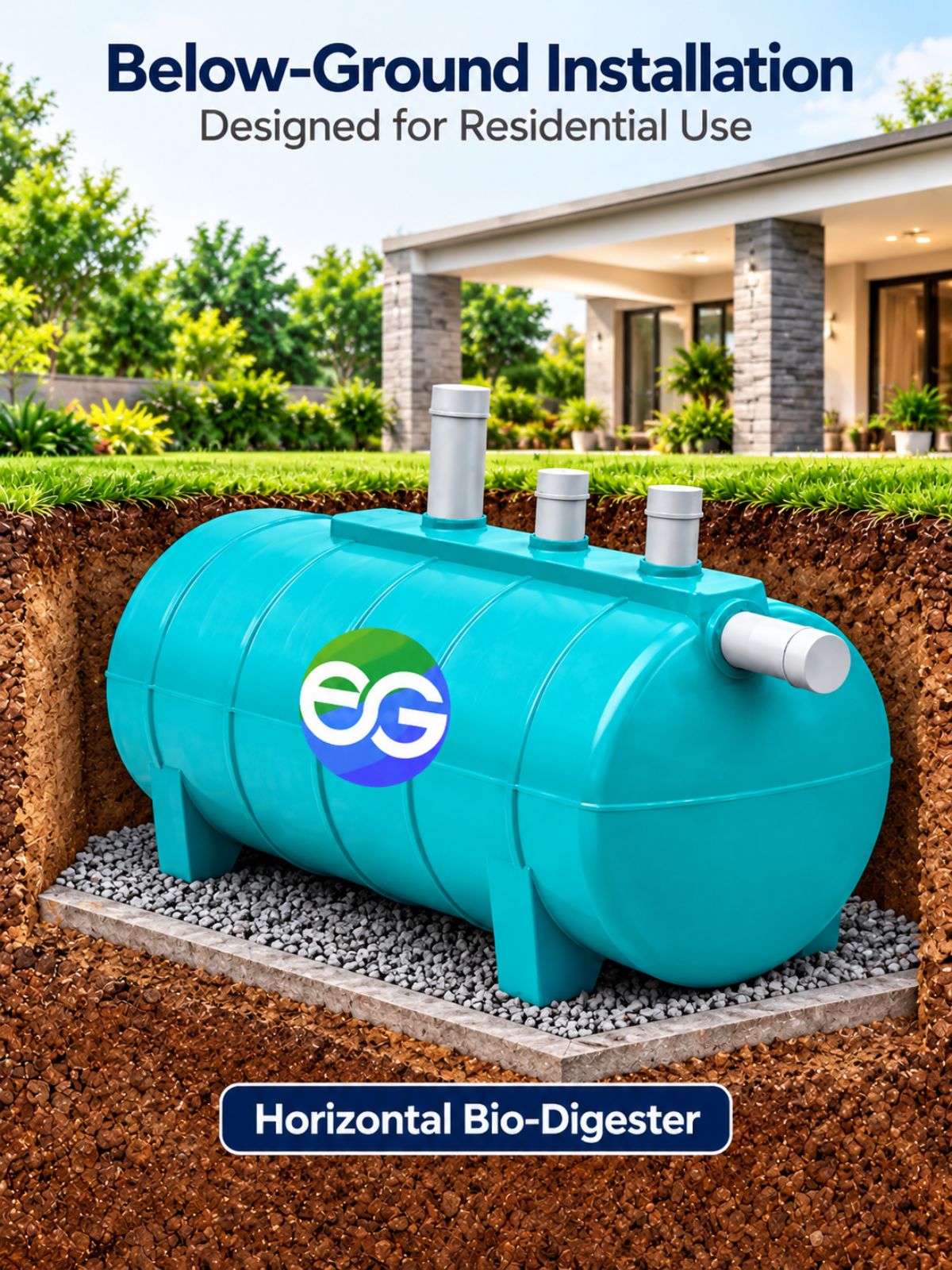 1500 L FRP Bio-Digester Horizontal
