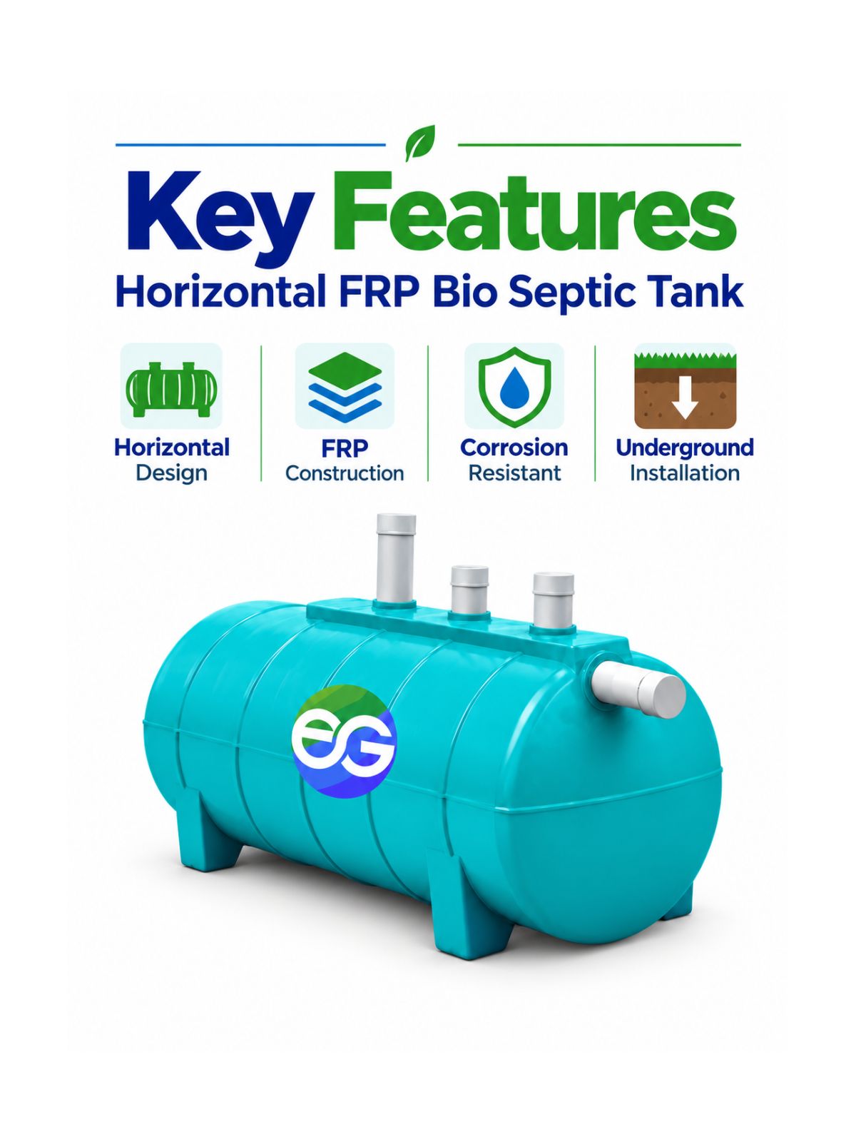 2000 L FRP Bio-Digester Horizontal