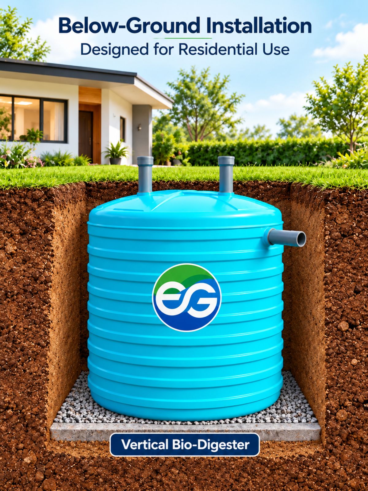 3000 L FRP Bio-Digester Vertical