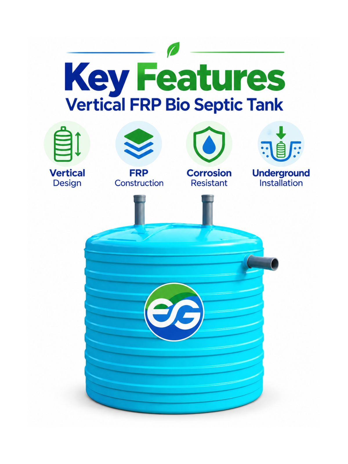 3000 L FRP Bio-Digester Vertical