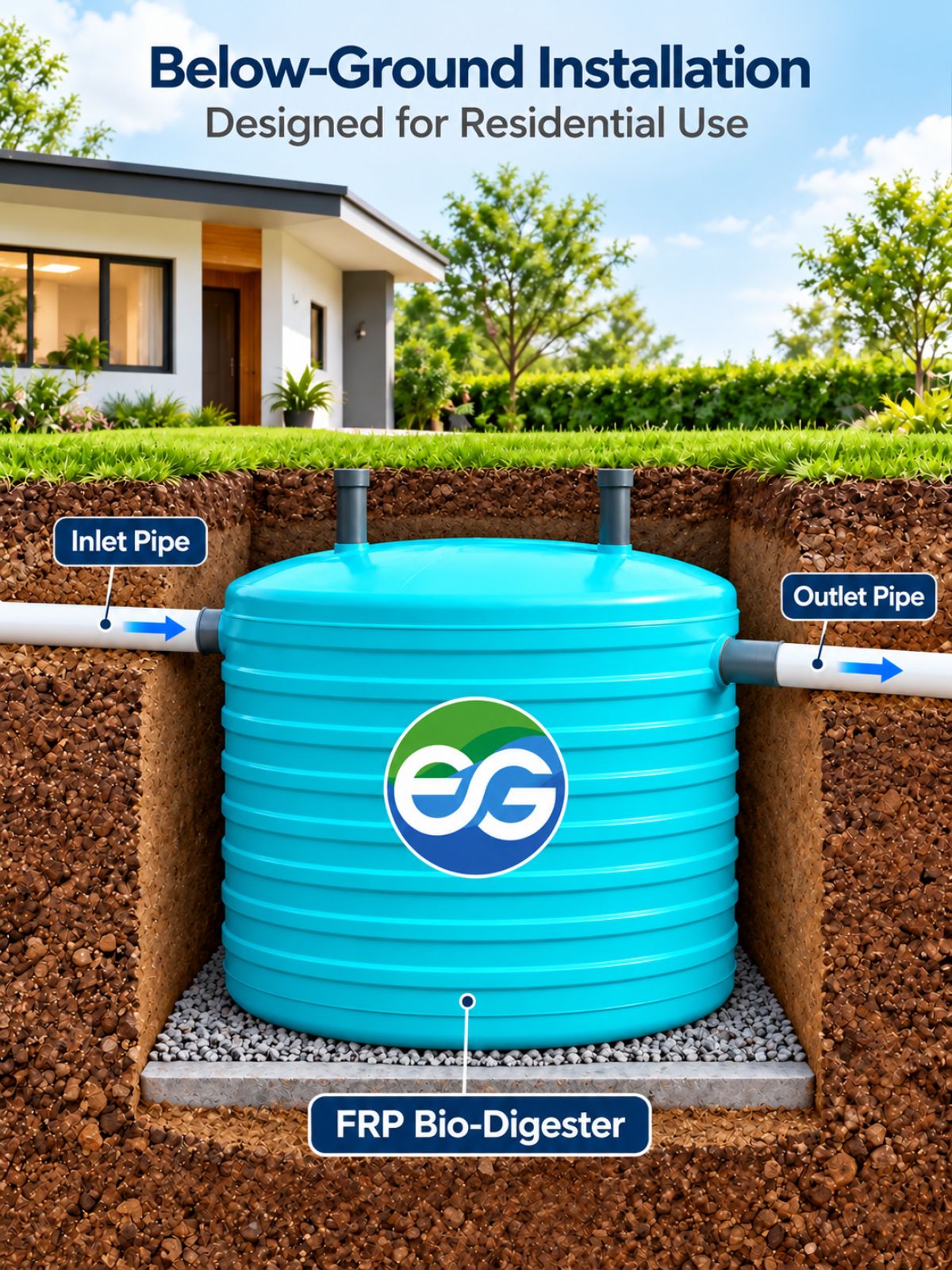 5000 L FRP Bio-Digester Vertical